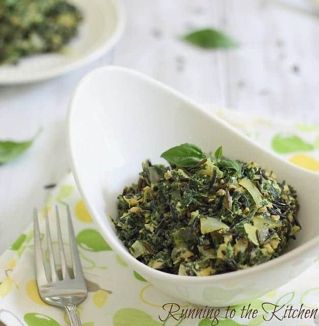 Coconut Wild Rice and Spinach Risotto with Salmon