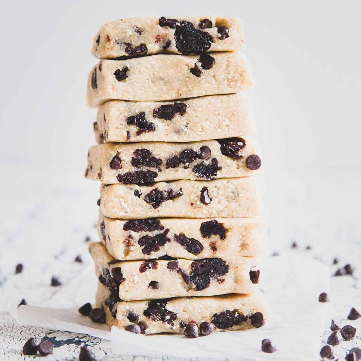 Cookie Dough Bars with Chocolate Chips and Tart Cherries