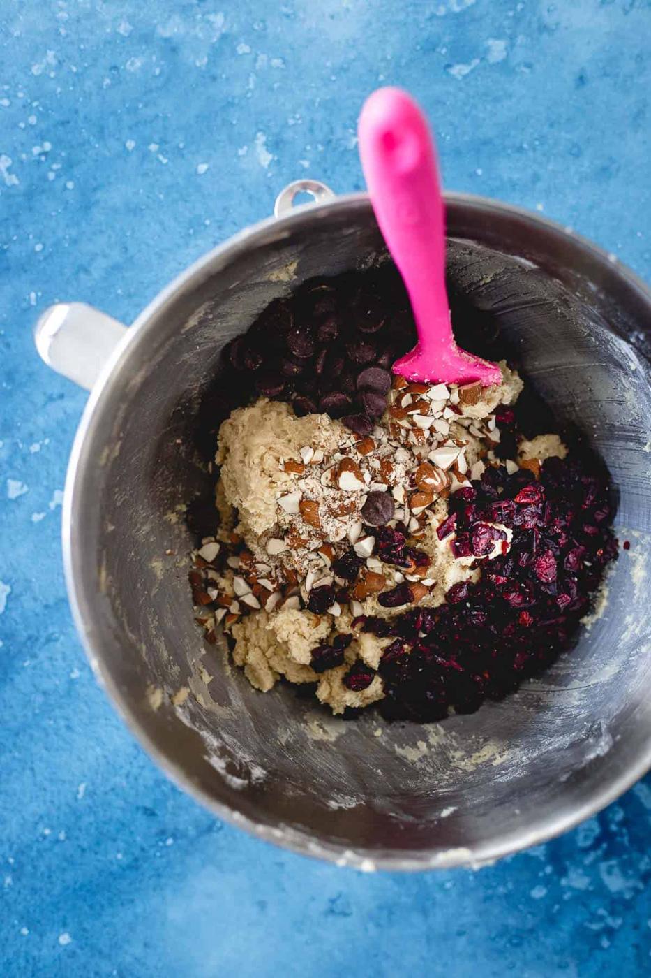 Make a big batch of these orange infused cranberry chocolate chip cookies this holiday season, they're sure to be a hit!