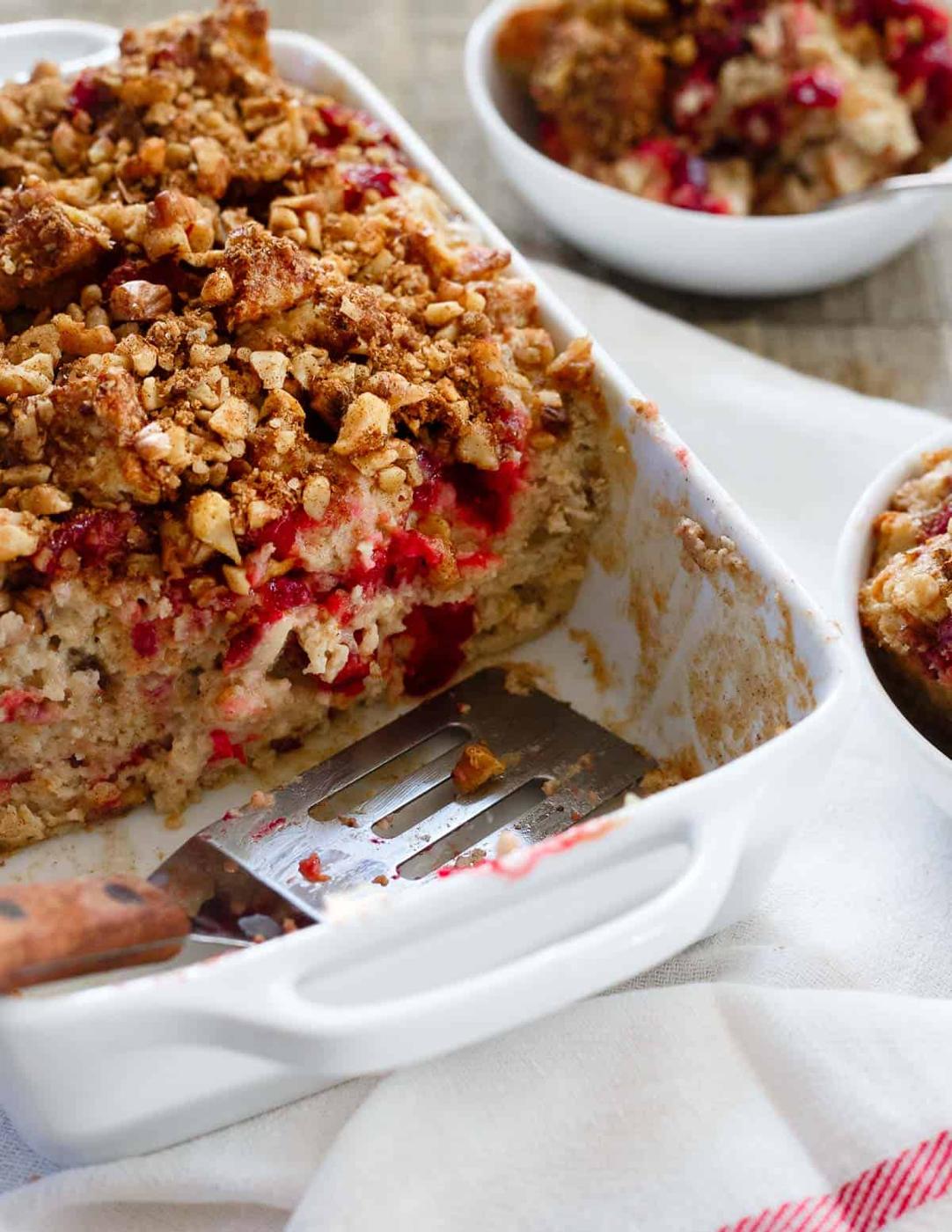 Udi's Gluten-Free english muffins make this cranberry mascarpone breakfast casserole something everyone can enjoy this holiday season.