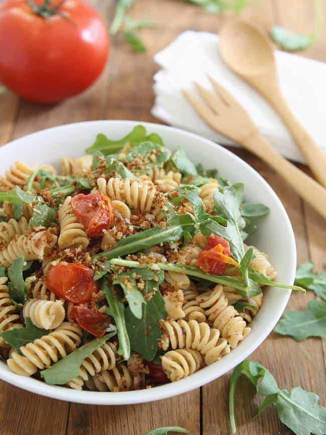 Cream Cheese BLT Pasta Salad with Garlic Butter Breadcrumbs