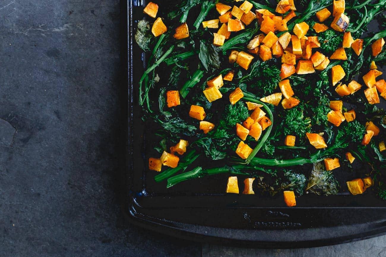 Roasted butternut squash and broccoli rabe make a delicious addition to this fall pasta.
