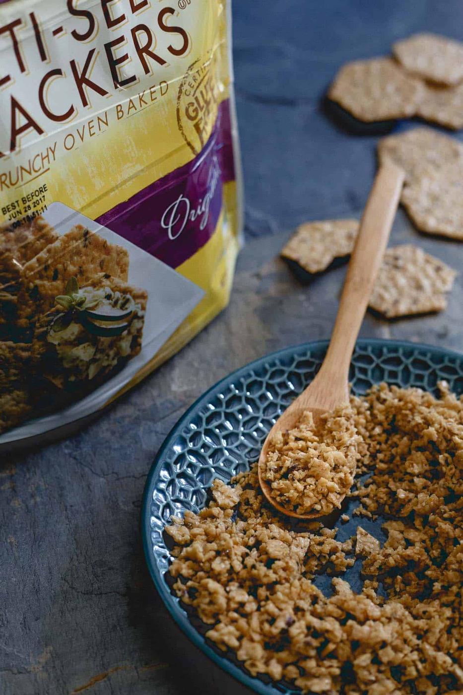 This fall pasta is topped with a buttery garlic cracker crumble for the perfect amount of crunch in each bite.