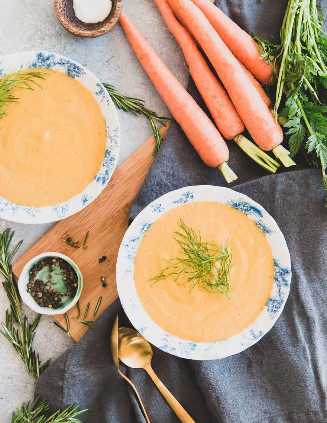 Creamy Carrot Soup with White Beans and Fennel