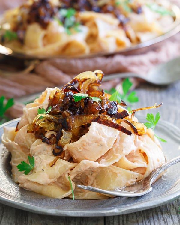 Creamy tomato yogurt ranch pappardelle