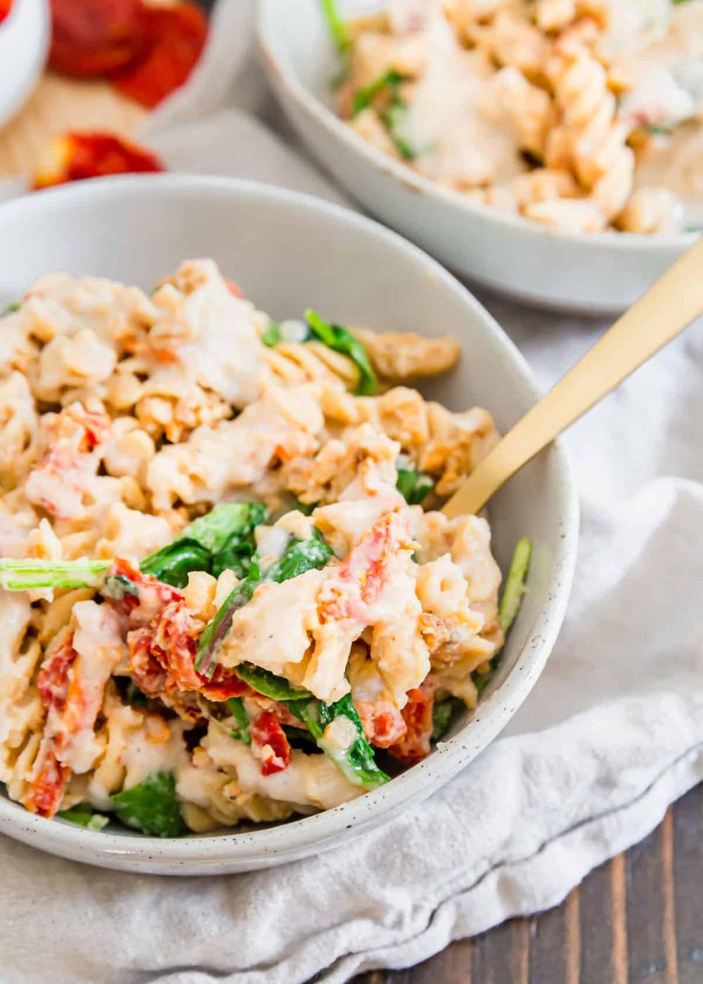 Enjoy a bowl of comforting plant-based pasta in this creamy white bean fusilli recipe.