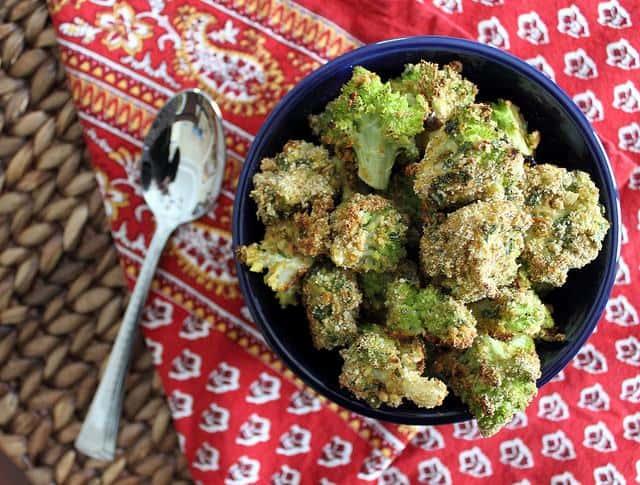 Crispy and crunchy roasted broccoflower is seasoned with curry spices for a delicious side dish recipe.