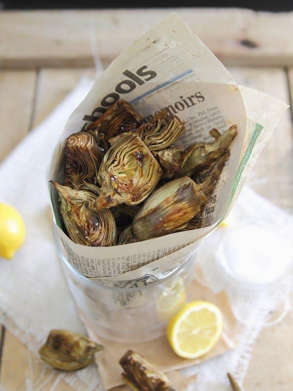 Lemon roasted baby artichokes