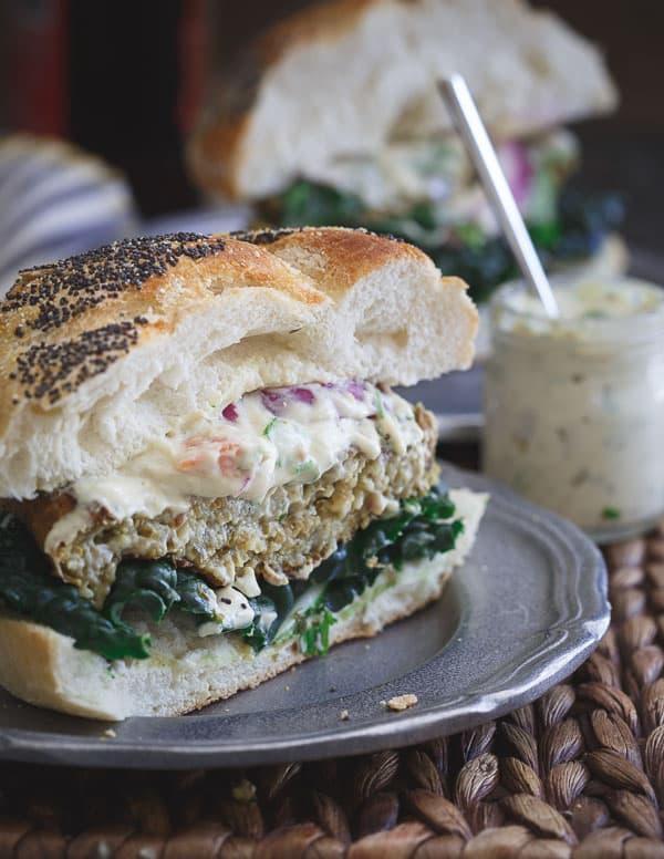 Eggplant Hummus Burgers