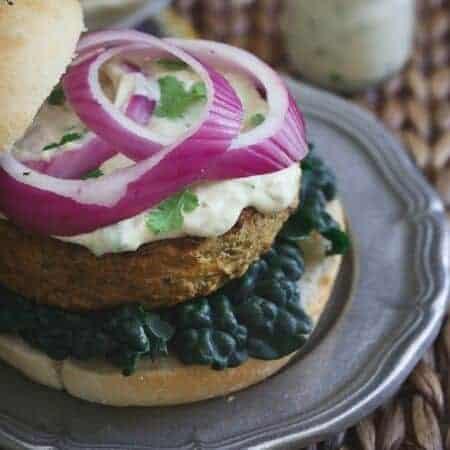 Curry Roasted Eggplant Hummus Burgers