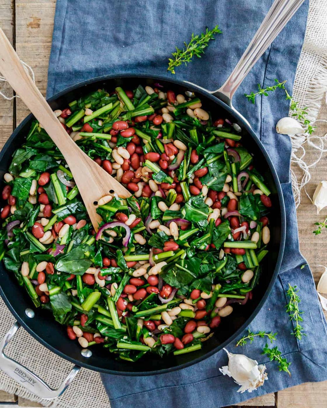 Dandelion Greens + Beans Skillet