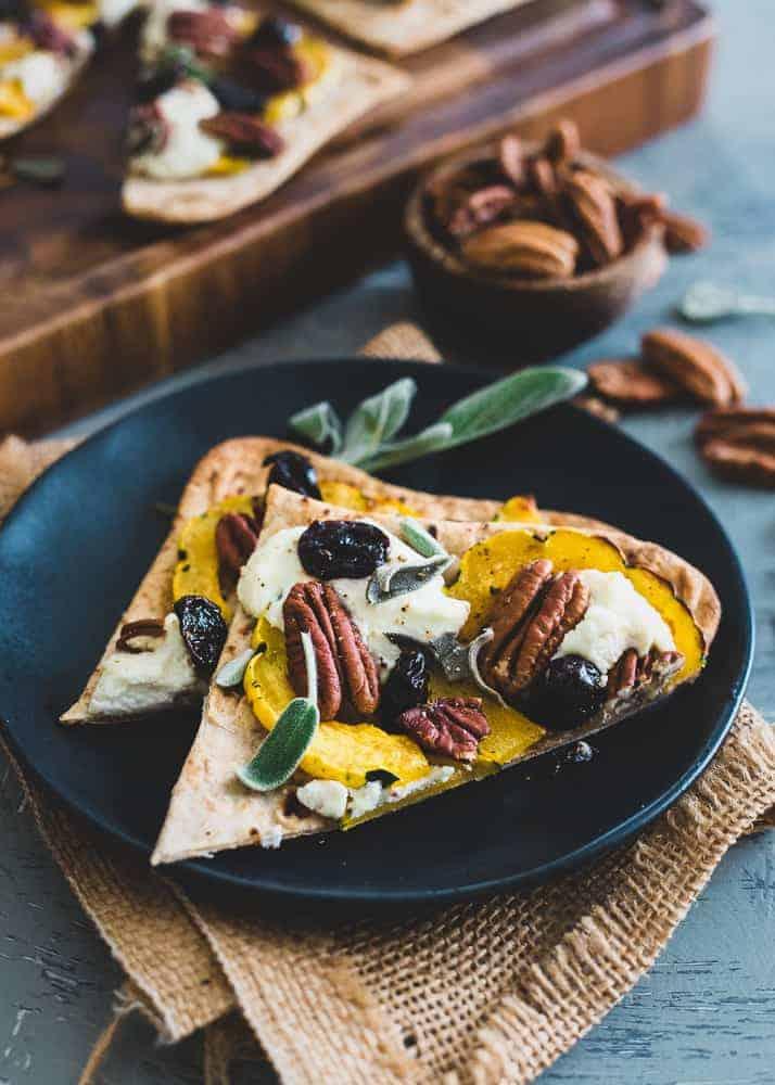 Delicata Squash Flatbread with Pecans, Cherries and Ricotta