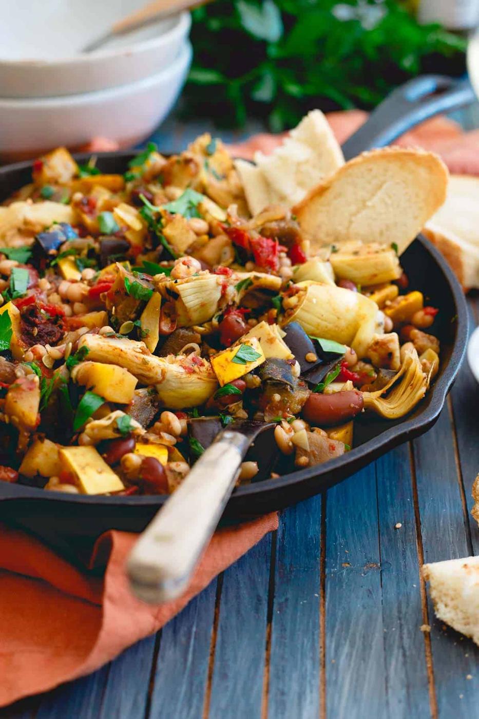 Use up all those summer garden vegetables in this easy skillet dinner.