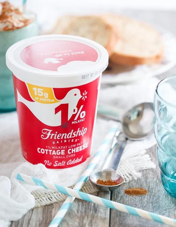 The secret in this French toast protein packed smoothie? Cottage cheese.
