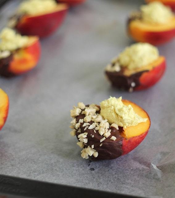 chocolate dipped peaches