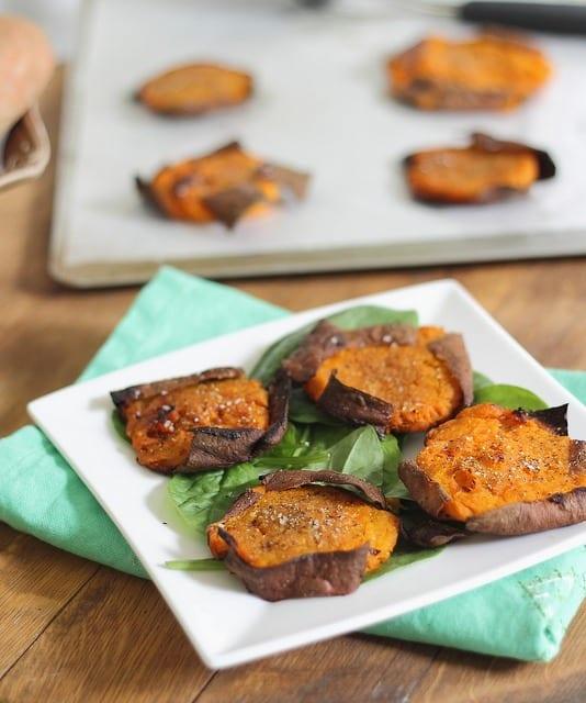 roasted smashed sweet potatoes