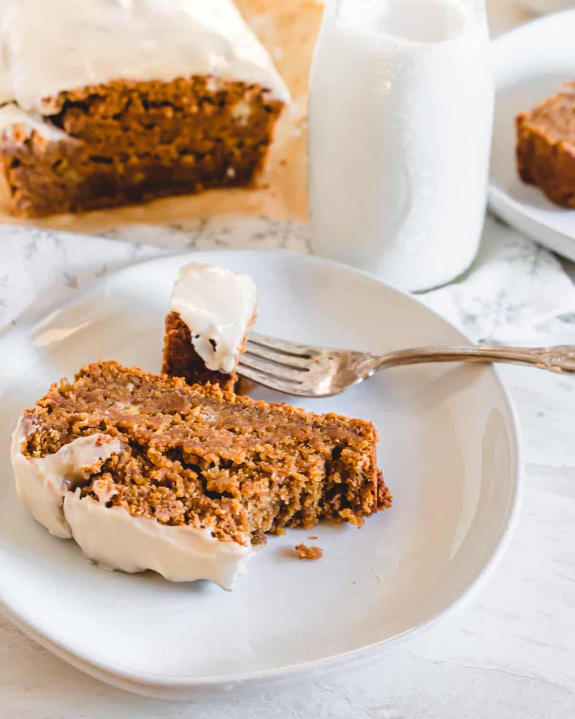 Tender and moist slice of banana gingerbread.