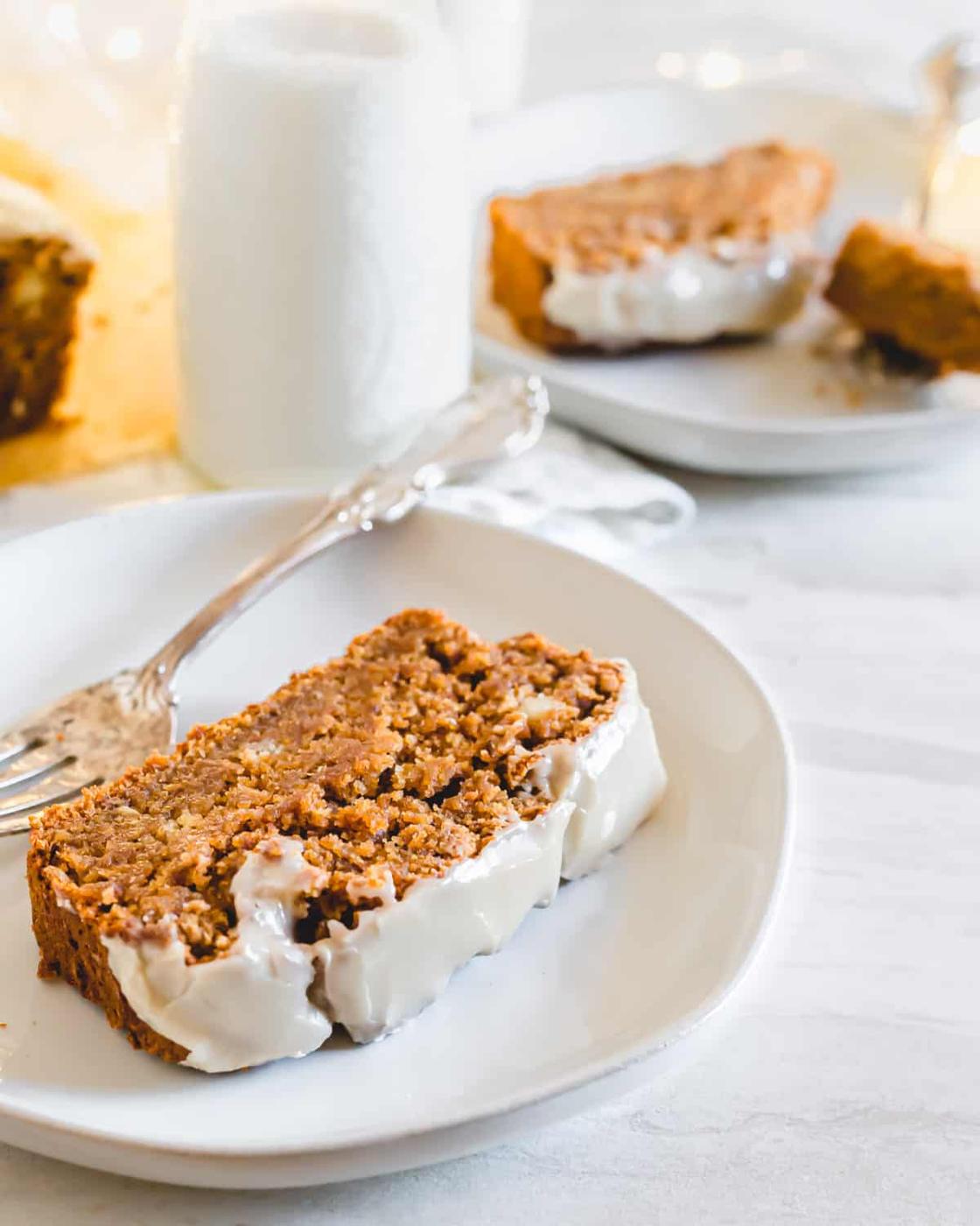 Gingerbread Banana Bread with Maple Tahini Glaze