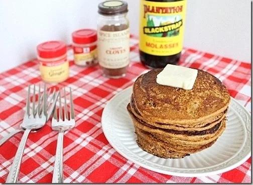 All the wonderful fall and winter spices combine in these gingerbread pumpkin pancakes.