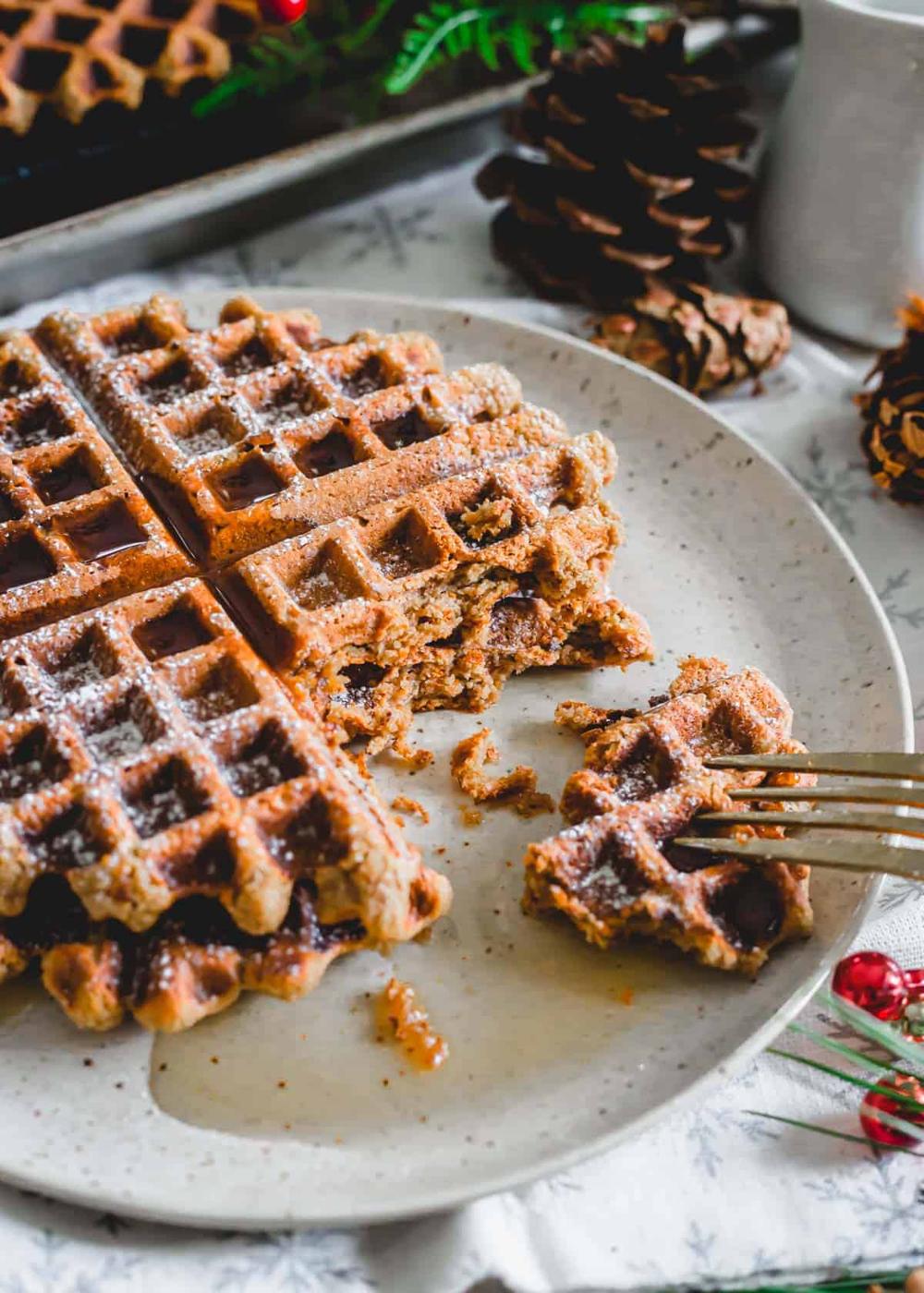 Inside texture of molasses gingerbread waffles.