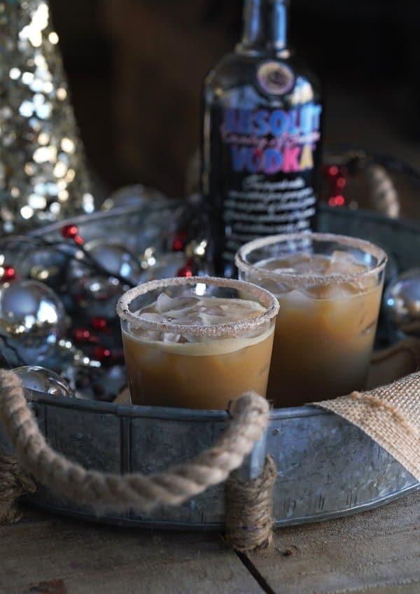 This gingerbread white russian is the perfect holiday cocktail full of rich coffee flavor mixed with a sweet molasses drizzle.