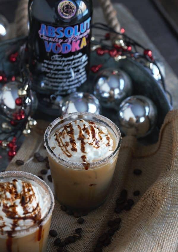 This gingerbread white russian is the perfect holiday cocktail full of rich coffee flavor mixed with a sweet molasses drizzle. Say cheers!