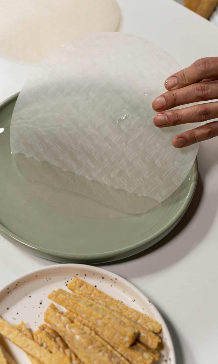 A plate with a plate of food on it.