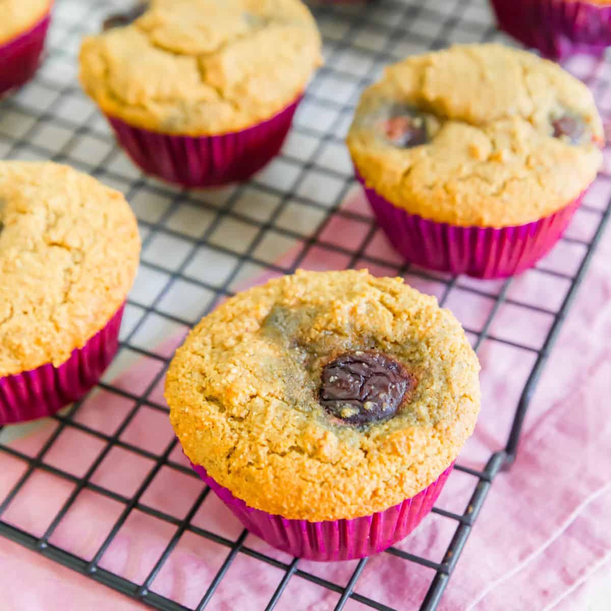 These vegan and gluten free cornmeal muffins are filled with sweet cherries and a hint of almond flavor.