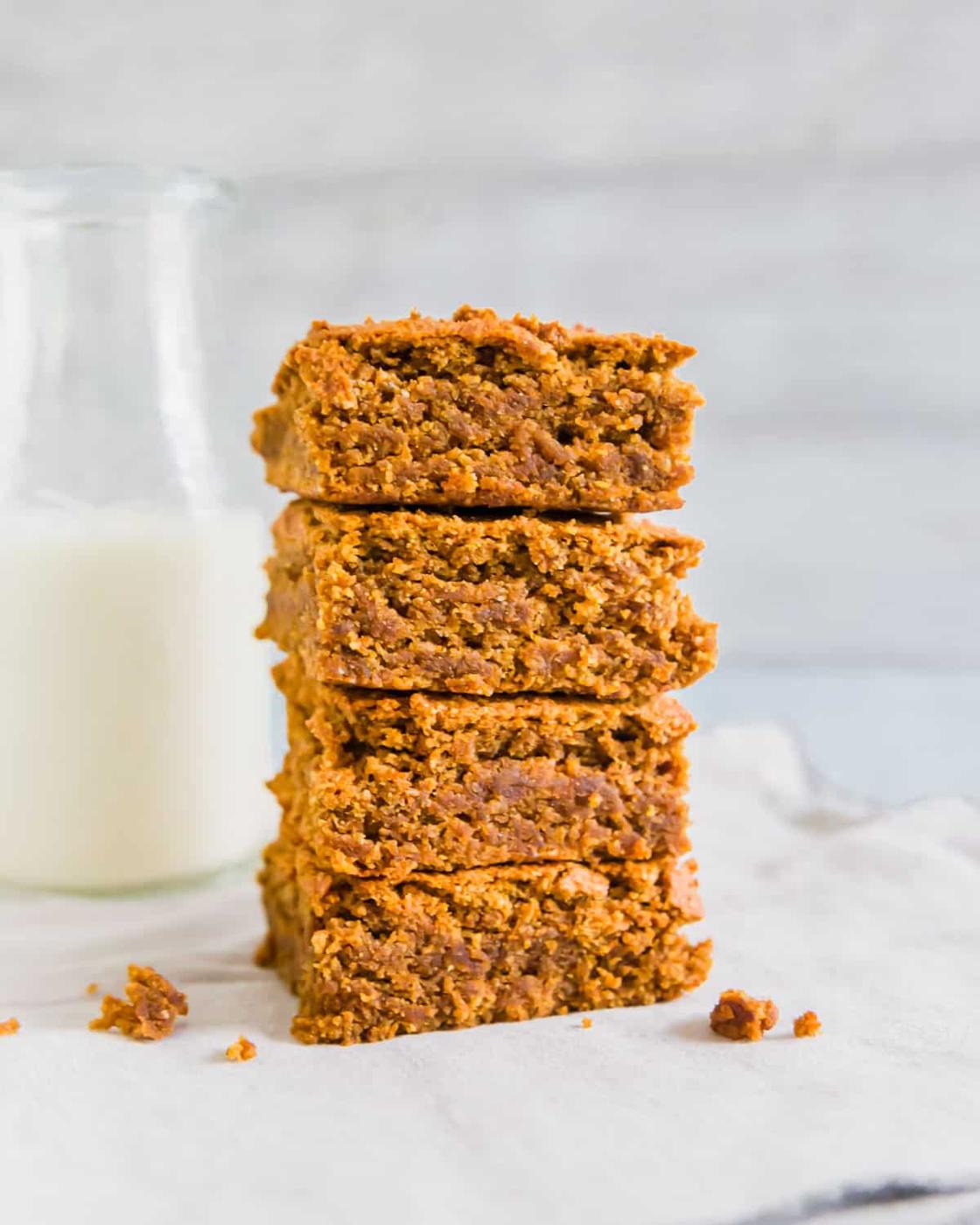 Thick, chewy and moist gluten-free, vegan and dairy free pumpkin bars are a delicious fall treat!