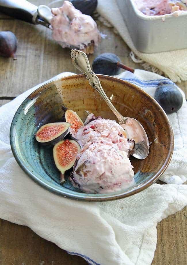 Goat cheese and honey roasted fig frozen yogurt