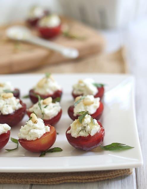 Stuffed plums with goat cheese