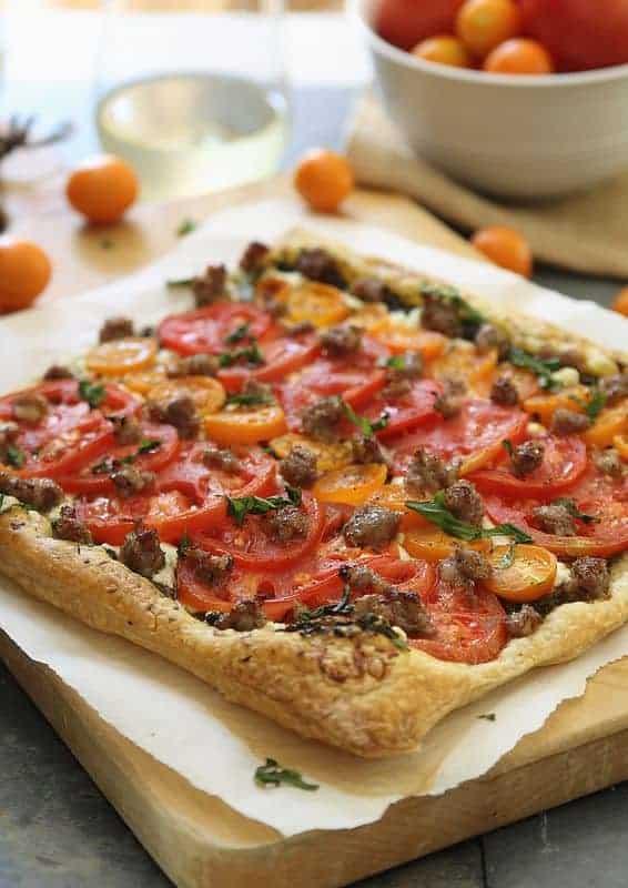 Goat Cheese Tomato Sausage Tart