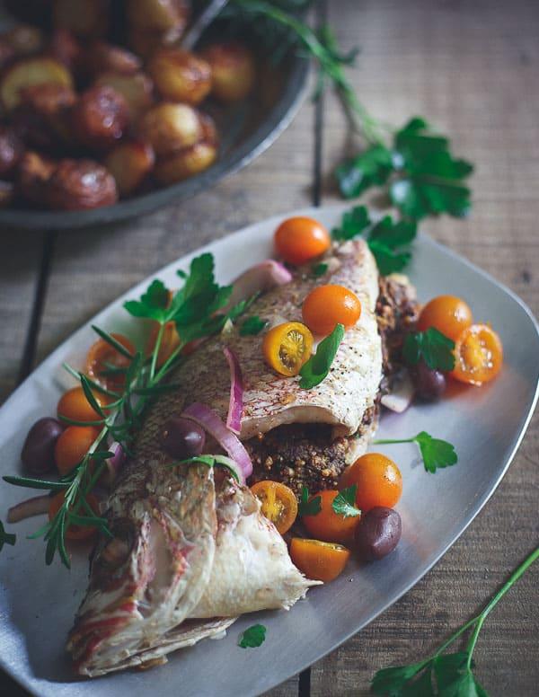 Greek Stuffed Whole Red Snapper