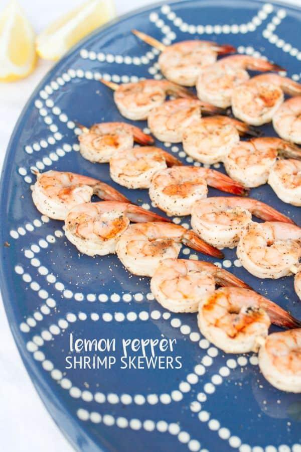 Lemon pepper shrimp skewers