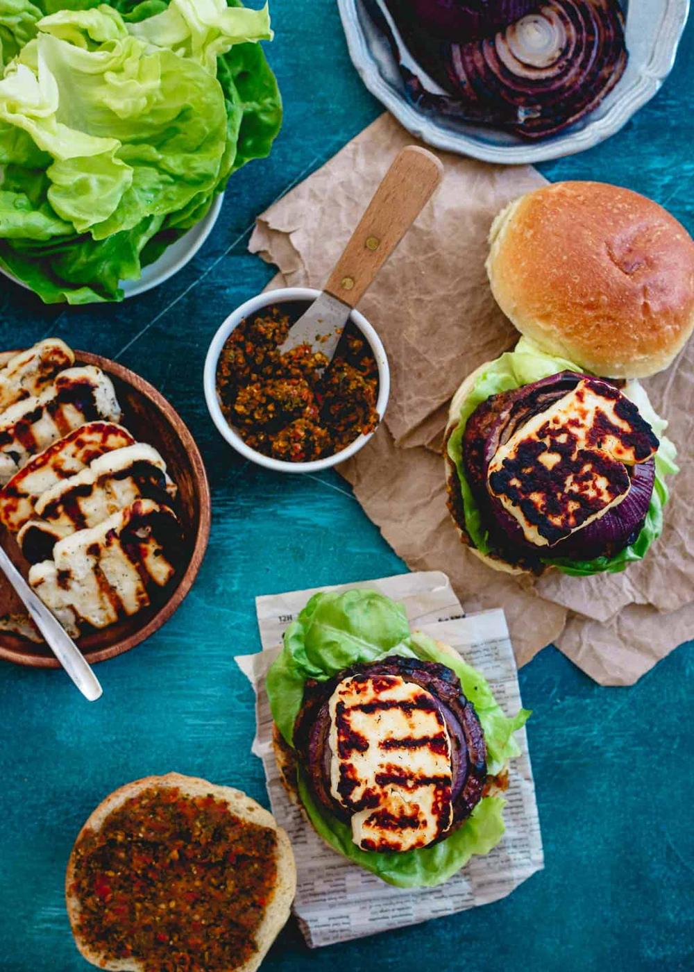 Grilled halloumi cheese takes these lamb burgers over the top for a delicious grilled summer meal!