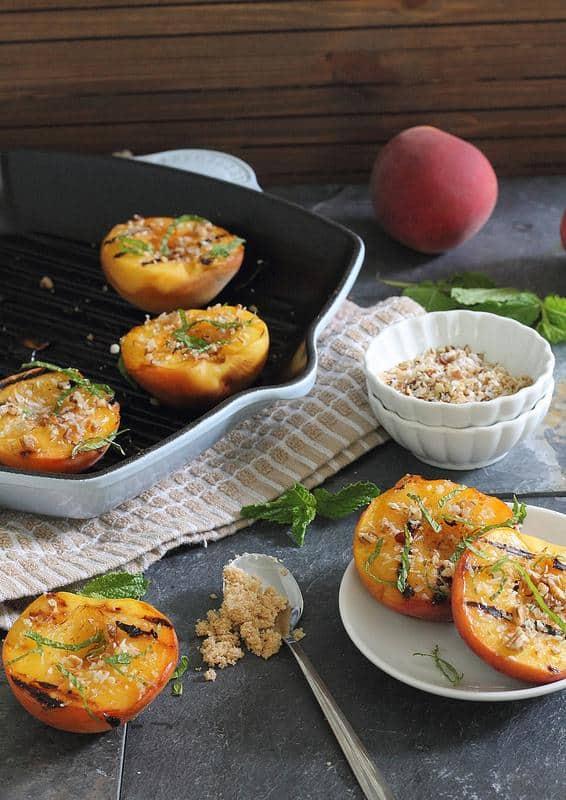 Grilled peach crumble