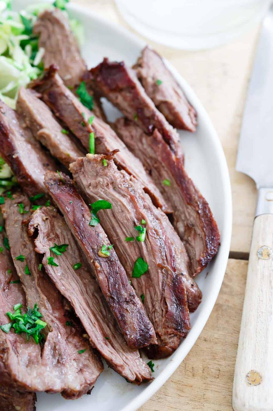 This Grilled Skirt Steak with Brussels Sprouts Salad is such a simple summer meal that can be ready in just minutes.