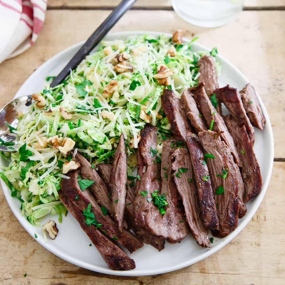 Grilled Skirt Steak with Brussels Sprouts Salad