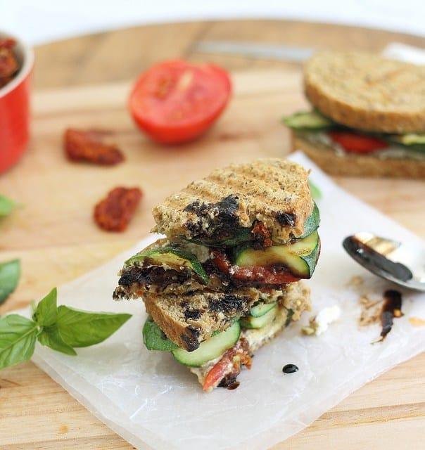 Grilled zucchini goat cheese panini