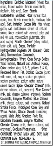 hamburger helper ingredient list