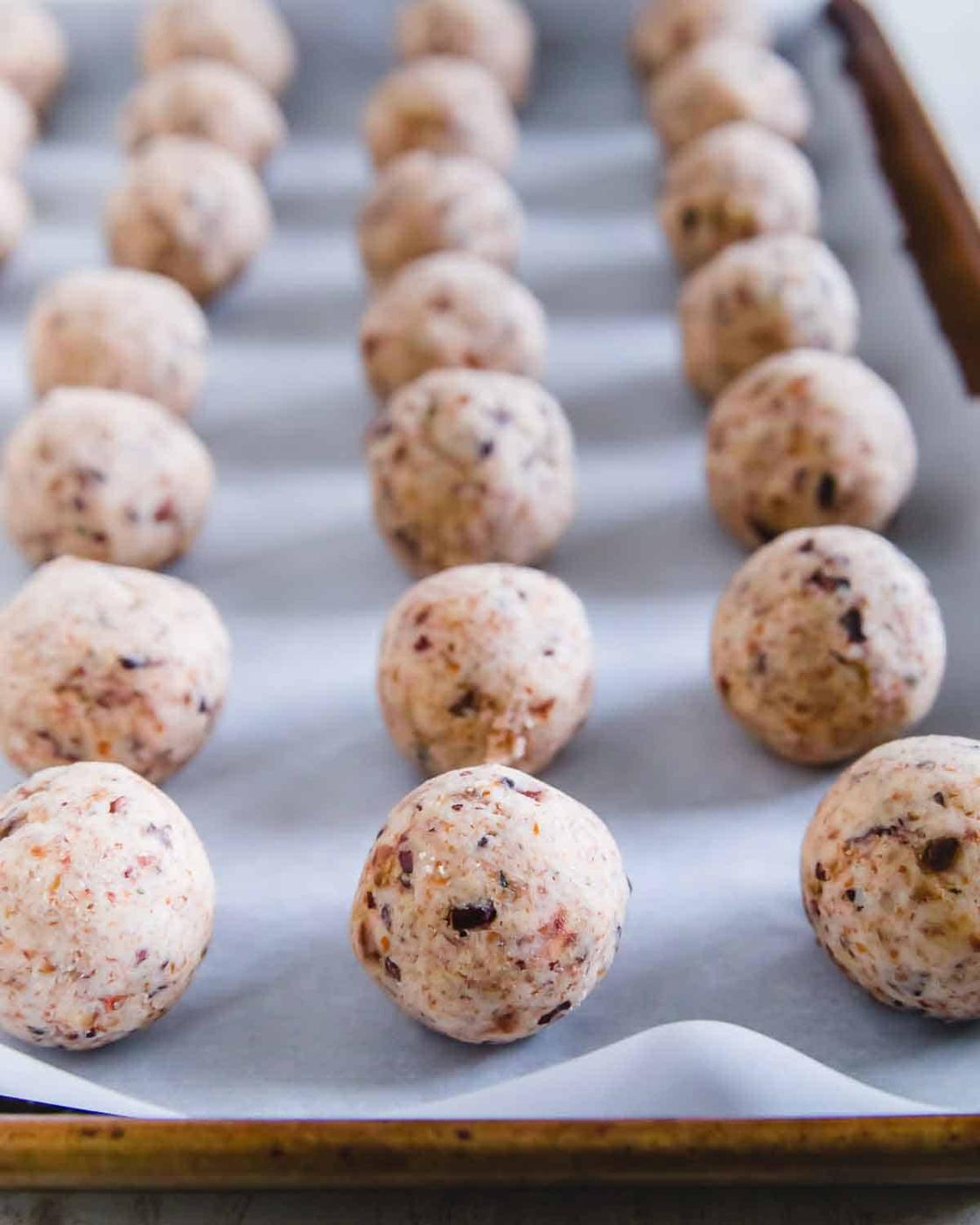 Edible vegan cookie dough rolled into bite sized treats.