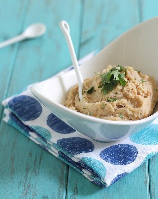 Serve these easy white refried beans with your favorite grilled meat or protein for an easy and quick dinner.