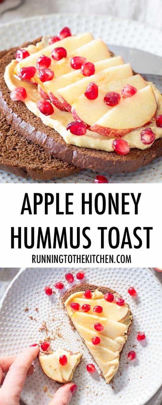 Step aside, avocado toast because hummus toast is the next big thing! Honey drizzled apple slices and pomegranates make this an easy and delicious snack.