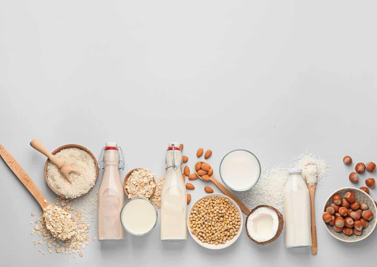 A variety of dairy products on a white background.