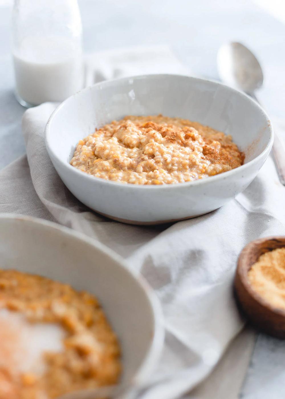 On a crisp fall morning these cozy sweet potato steel cut oats made in the Instant Pot are the perfect breakfast!