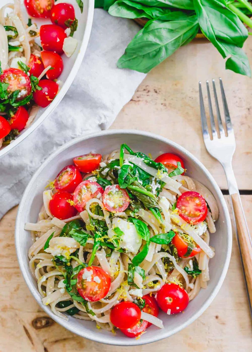 Lemon Spinach Feta Pasta