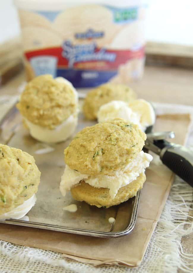 Lemon zucchini cookie ice cream sandwich