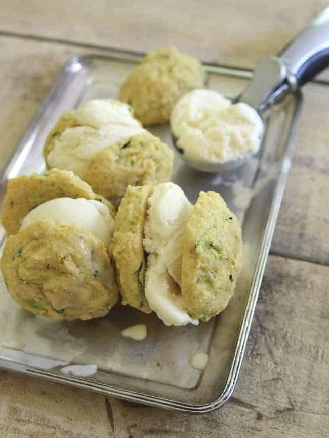 Lemon Zucchini Cookie Ice Cream Sandwiches
