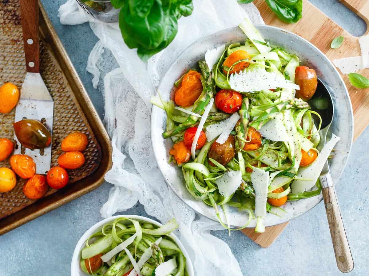 All the flavors of spring come together in this lemon filled asparagus tomato salad.