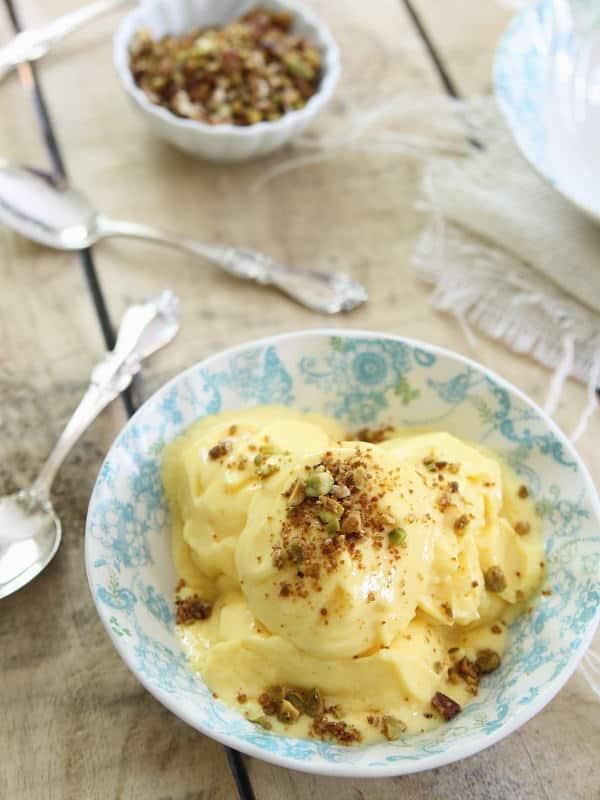 Easy Mango Frozen Yogurt with Pistachio Crumble